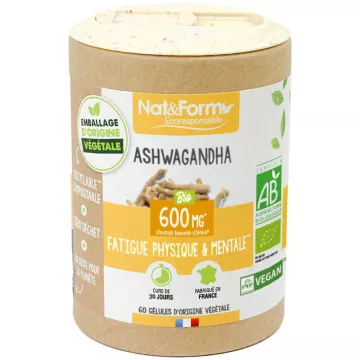 Nat &amp; Form Ashwagandha Bio 60 vegetarische Kapseln