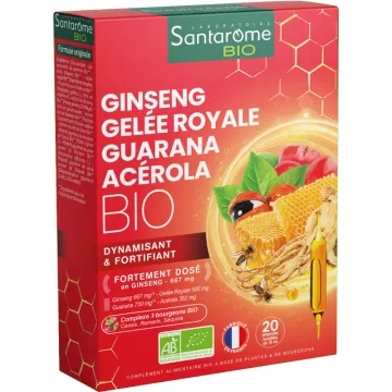 Santarome Ginseng Geleia Real Guaraná Acerola ampolas biológicas 10ml