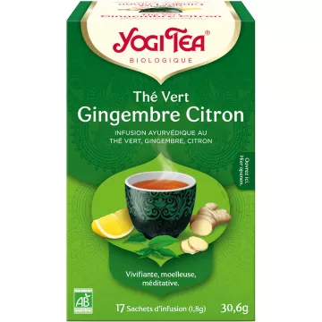 Chá verde Yogi Tea Gengibre Limão Infusão Ayurvédica 17 saquetas de chá