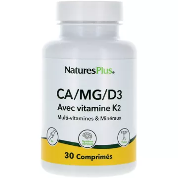 Natures Plus Calcium Magnésium Vitamines D3 et K2 30 comprimés