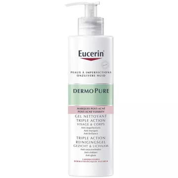 Eucerin Dermopure Gel Nettoyant Triple Action Marques Post-Acné Visage Corps 400 ml