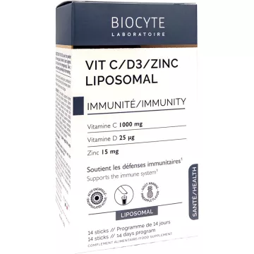 Biocyte Saúde Vit C D3 Zinco Imunidade Lipossomal 14 sticks