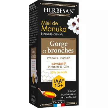 Herbesan Manuka Honing IAA15+ Keel- en Bronchiale Siroop 100 ml