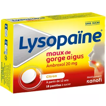 LYSOPAINE Lemon Sore Throat pastilhas anestésicas sem açúcar