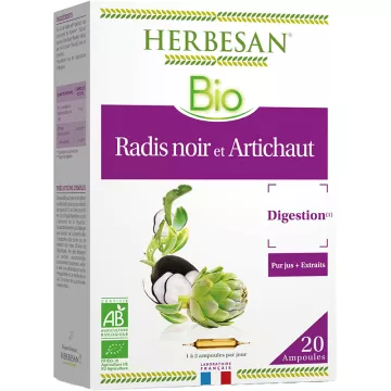 Herbesan Rabanete preto e alcachofra Digestão Orgânica 20 ampolas