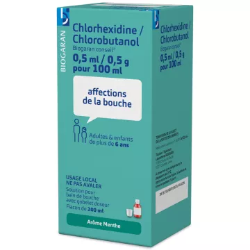 CHLORHEXIDINE chlorobutanol BIOGARAN MOUTHRINSE 90 ML