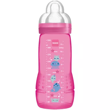 Ma bebê mamadeira fácil ativo 2ª idade rosa 330 ml