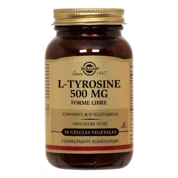 Solgar L-Tyrosine 500 mg Free Form 50 Vegetable Capsules