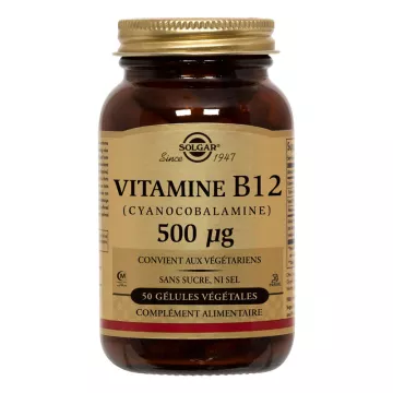 Solgar Vitamina B12 Cianocobalamina 500 µg 50 Cápsulas Vegetales