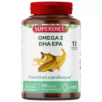 Cápsulas de função cardíaca Superdiet Omega 3 DHA EPA