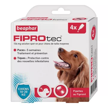 Beaphar Fiprotec 4 пипетки 134 Mg Spot-On для средних собак 10-20 кг