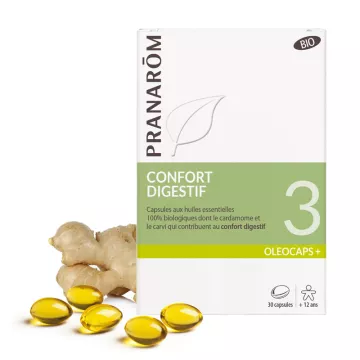 OLEOCAPS 3 Pranarôm Digestivo Conforto BIO (digestão e trânsito intestinal) 30 cápsulas