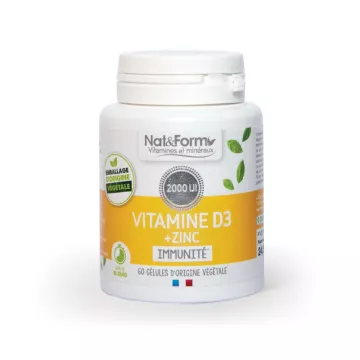 Nat & Form Витамин D3 + цинк 60 растительных капсул