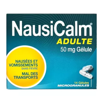 NAUSICALM NAUSEES ET MAL DES TRANSPORTS ADULTE 50MG 14 GELULES