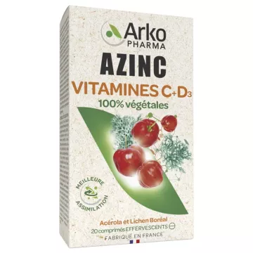 Arkopharma Azinc Plant Vitamins C + D3 20 шипучих таблеток