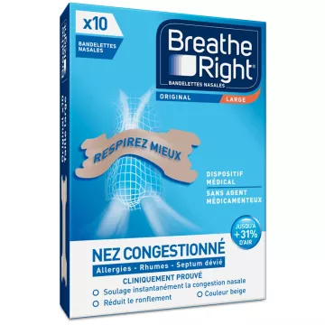 Tiras Nasales Breathe Right Original X10