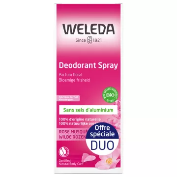 Weleda Rose Musquée Déodorant Spray Parfum Floral 100 ml Duo