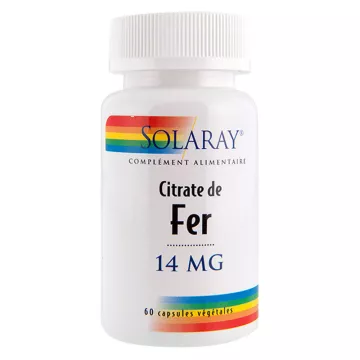 Solaray Citrato de Hierro 14 mg 60 cápsulas